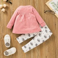 Girls Bowknot Pullover Two-piece Children's Clothing Cartoon T-shirt Pants Suit main image 3