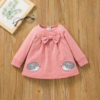 Girls Bowknot Pullover Two-piece Children's Clothing Cartoon T-shirt Pants Suit main image 4