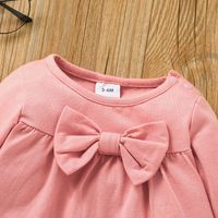 Girls Bowknot Pullover Two-piece Children's Clothing Cartoon T-shirt Pants Suit main image 6
