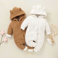 Baby Clothes Autumn And Winter Solid Color Hooded One-piece Suit Wholesale main image 2