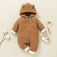 Baby Clothes Autumn And Winter Solid Color Hooded One-piece Suit Wholesale main image 3