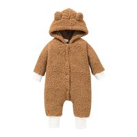 Baby Clothes Autumn And Winter Solid Color Hooded One-piece Suit Wholesale main image 6