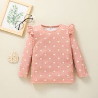 Heart Printed T-shirt Suit Children's Autumn And Winter New Round Neck Blouse Pants Two-piece Suit main image 4