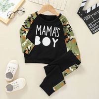 Foreign Trade Ins New Children's Korean Style Letter Print Top Blouse And Pants Boys' Autumn Camouflage Sweater Two-piece Set main image 2