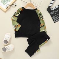 Foreign Trade Ins New Children's Korean Style Letter Print Top Blouse And Pants Boys' Autumn Camouflage Sweater Two-piece Set main image 6