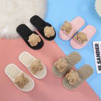 Children's Lamb Hair Open-toed Slippers Non-slip Plush Flat-heeled Soft-soled Slippers main image 5