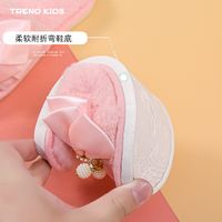 New Home Bowknot Plush Slippers Children Soft Bottom Indoor Warm Breathable Open Toe Flat-heeled Slippers Wholesale main image 4