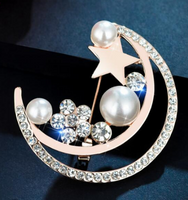 Moon Star Rhinestone Imitation Pearl Brooch Sweater Autumn And Winter Corsage Pin Accessories main image 1