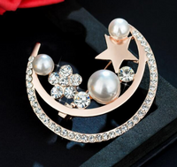 Moon Star Rhinestone Imitation Pearl Brooch Sweater Autumn And Winter Corsage Pin Accessories main image 5