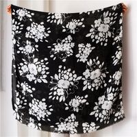 Black And White Printed Cotton And Linen Scarf Sunscreen Scarf Silk Scarf Long Shawl sku image 1