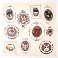 Spring And Summer New Animal Cat Pattern Square Shawl Thin Silk Soft Cotton Gauze Scarf sku image 1