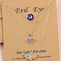 Devil&#39;s Eye Glass Ball Alliage Palm Blue Eye Diamond Collier Pendentif Mode Chandail Chaîne sku image 1