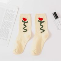 Korean Small Flower Tube Socks Cute Retro Style Cotton Socks Four Seasons Thin Section sku image 3