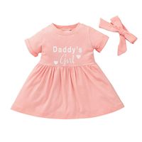2021 New Baby Girls' Spring And Autumn Short-sleeved Dress European And American Letter Printed Cute A- Line Skirt Cross-border Children Shirt sku image 1