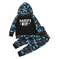 Foreign Trade 2021 Boys' Fashionable Sweater Suit Korean Style Children Printed Hooded Pullover Trousers Two-piece Suit sku image 1