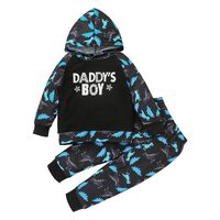 Foreign Trade 2021 Boys' Fashionable Sweater Suit Korean Style Children Printed Hooded Pullover Trousers Two-piece Suit sku image 3