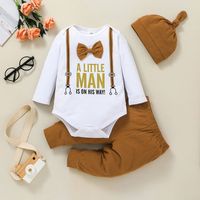 New Style Children's Long-sleeved Alphabet Romper Trousers Suit Baby Children's Clothes Three-piece Romper sku image 1