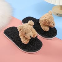 Children's Lamb Hair Open-toed Slippers Non-slip Plush Flat-heeled Soft-soled Slippers sku image 1