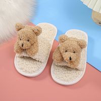 Children's Lamb Hair Open-toed Slippers Non-slip Plush Flat-heeled Soft-soled Slippers sku image 7