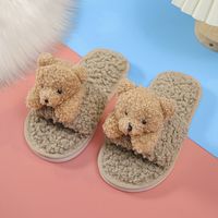 Children's Lamb Hair Open-toed Slippers Non-slip Plush Flat-heeled Soft-soled Slippers sku image 11