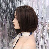 2021 Wig Dark Brown Mid-point Short Straight Hair Wave Head Wigs Wig Headgear main image 7