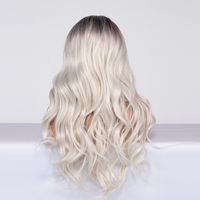 2021 Chemical Fiber Long Curly Hair Big Wave Wigs Headgear Silver White Wig main image 5