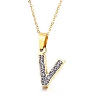 Titanium Steel 18K Gold Plated Fashion Plating Letter Necklace main image 3