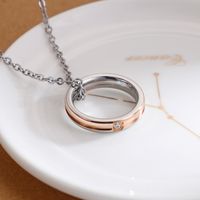 Simple Fashion Stainless Steel Fashion Rose Gold Single Inlaid Zircon Ring main image 3