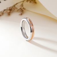 Simple Fashion Stainless Steel Fashion Rose Gold Single Inlaid Zircon Ring main image 4
