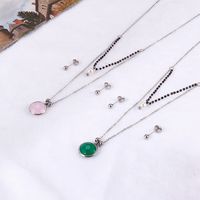Jewelry Wholesale Multicolor Glass Stainless Steel Fashion Double Necklace Earring Set main image 4