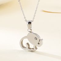 Simple Stainless Steel Hollow Elephant Necklace Earrings Set Wholesale main image 5