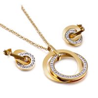 New Style Stainless Steel Jewelry Wholesale Double Ring Interlocking Diamond Jewelry Wholesale main image 5
