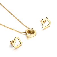 Titanium Steel 18K Gold Plated Korean Style Heart main image 6