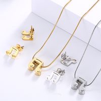 Korean Style New Note Necklace Earrings Minimalistic Temperamental Female Music Symbol Clavicle Chain Small Clear Ornament Wholesale main image 3