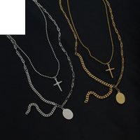 European And American Retro Double Layer Stainless Steel Five-pointed Star Double Layered Necklace main image 1