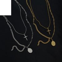 European And American Retro Double Layer Stainless Steel Five-pointed Star Double Layered Necklace main image 2