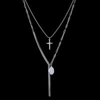 European And American Retro Double Layer Stainless Steel Five-pointed Star Double Layered Necklace main image 4