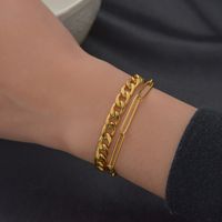 New Personality Thick Chain Bracelet Double Layered Wearing Stainless Steel Bracelet main image 5