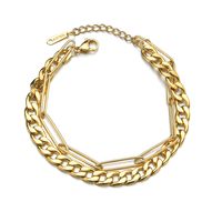 New Personality Thick Chain Bracelet Double Layered Wearing Stainless Steel Bracelet main image 6