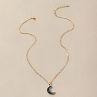 Einfacher Modeschmuck Mondanhänger Halskette Meniskusimitation Zirkon Einlagige Halskette main image 5