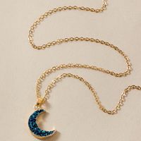 Simple Fashion Jewelry Moon Pendant Necklace Meniscus Imitation Zircon Single-layer Necklace sku image 1