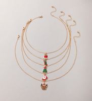 Holiday Ornaments Santa Claus Elk Dripping Oil Necklace Set Bell Socks Necklace Five-piece Set main image 6