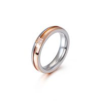Simple Fashion Stainless Steel Fashion Rose Gold Single Inlaid Zircon Ring sku image 1