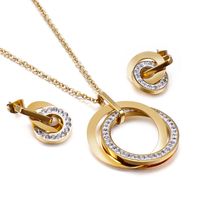 New Style Stainless Steel Jewelry Wholesale Double Ring Interlocking Diamond Jewelry Wholesale sku image 2