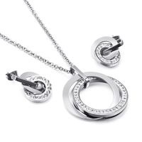 New Style Stainless Steel Jewelry Wholesale Double Ring Interlocking Diamond Jewelry Wholesale sku image 1