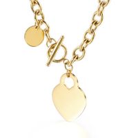 Titan Stahl 18 Karat Vergoldet Mode Überzug Herz Halskette sku image 2