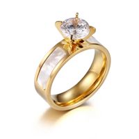 Titanium Steel 18K Gold Plated Simple Style Diamond Flower sku image 15