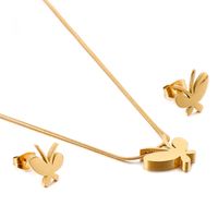 Korean Style Simple Titanium Steel Butterfly Necklace Earrings Jewelry Wholesale Fashion All-match Snake Bones Chain Accessories Wholesale sku image 2