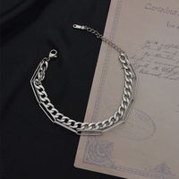 New Personality Thick Chain Bracelet Double Layered Wearing Stainless Steel Bracelet sku image 1