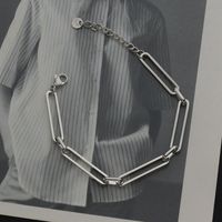 European And American Long Square Interlocking Chain Bracelet Simple Thick Chain Necklace Wholesale sku image 1